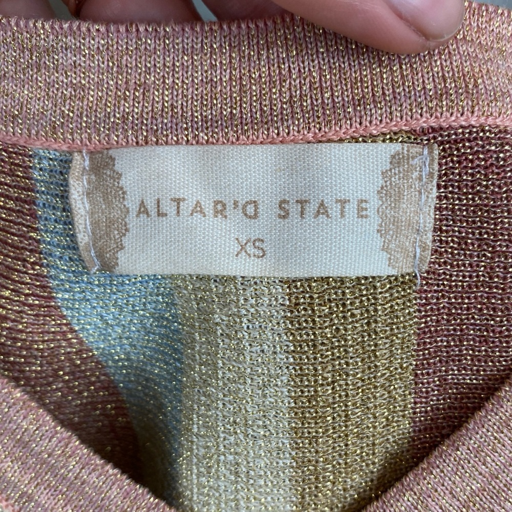 NWOT Altar’d state Avery Striped
Midi metallic knit Dress size XS - Picture 6 of 9